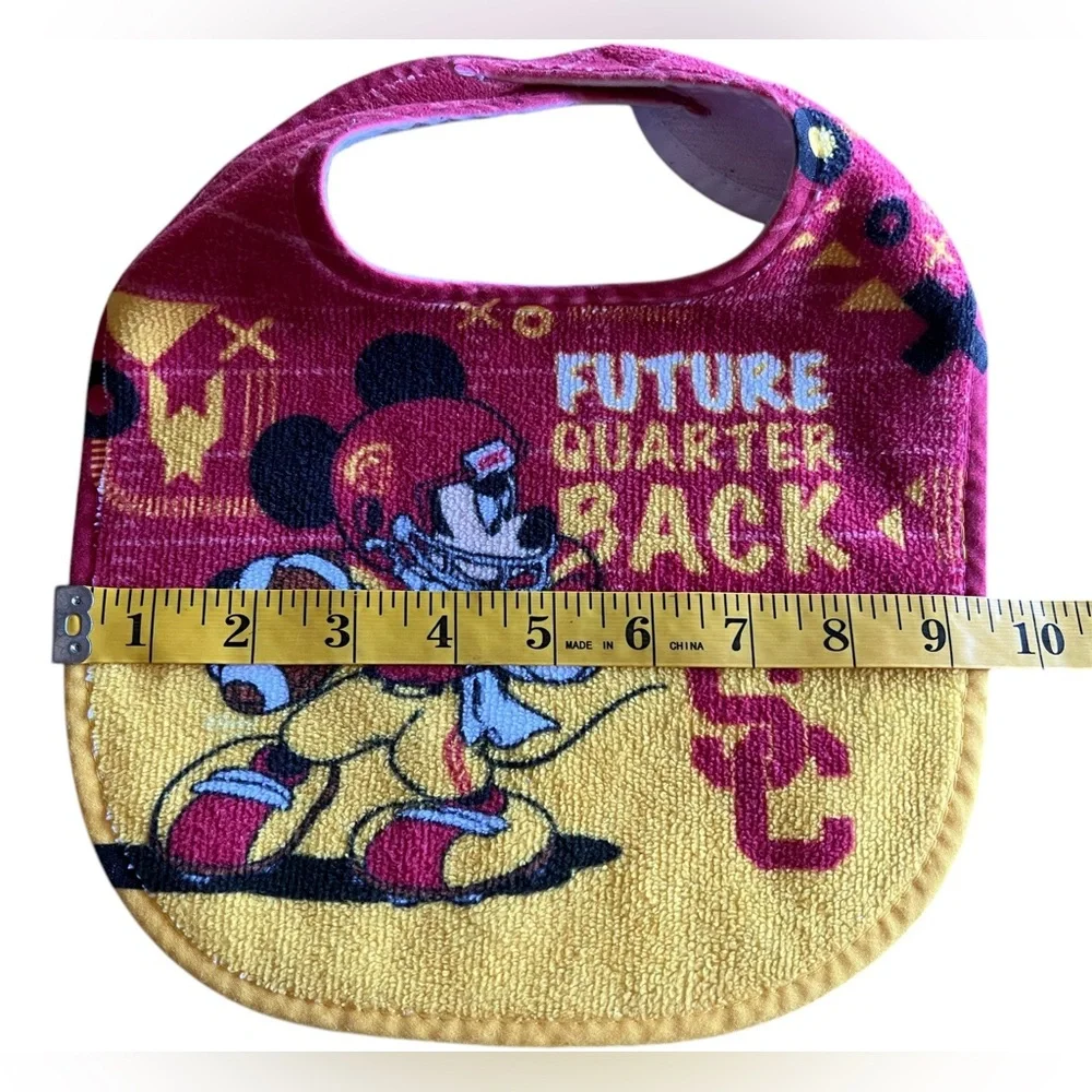 USC TROJANS MICKEY MOUSE BABY BIB DISNEY‎ NCAA OFFICIALLY LICENSED Made in USA